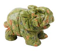 Nupuyai Unakite Carved Crystal Animal Elephant Statue Figurine, Good Luck Gift Energy Healing Mini Crystal Ornament for Home Office Decor