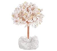 Nupuyai Various Stones Crystal Money Tree on White Quartz Cluster Base