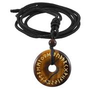 Nupuyai Viking Rune Tiger's Eye Crystal Stone Lucky Coin Necklace Women