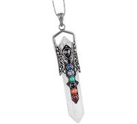 Nupuyai Vintage 7 Chakra White Quartz Crystal Point Necklace for Men Women