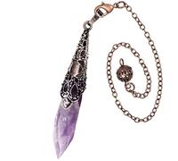 Nupuyai Vintage Amethyst Crystal Point Dowsing Pendulum for Divination