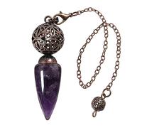 Nupuyai Vintage Amethyst Crystal Stone Point Dowsing Divination Pendulum