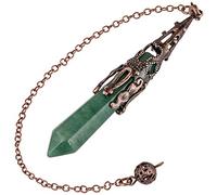 Nupuyai Vintage Green Aventurine Crystal Point Dowsing Divination Pendulum