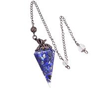 Nupuyai Vintage Lapis Lazuli Crystal Point Dowsing Pendulum for Divination