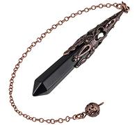 Nupuyai Vintage Obsidian Crystal Point Dowsing Divination Pendulum