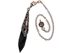Nupuyai Vintage Obsidian Crystal Point Dowsing Pendulum for Divination