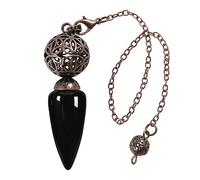 Nupuyai Vintage Obsidian Crystal Stone Point Dowsing Divination Pendulum