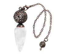 Nupuyai Vintage Rock Crystal Stone Point Dowsing Divination Pendulum