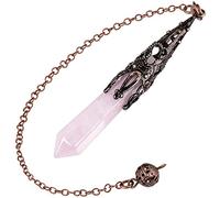 Nupuyai Vintage Rose Quartz Crystal Point Dowsing Divination Pendulum
