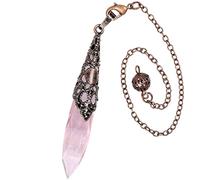Nupuyai Vintage Rose Quartz Crystal Point Dowsing Pendulum for Divination