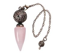 Nupuyai Vintage Rose Quartz Crystal Stone Point Dowsing Divination Pendulum