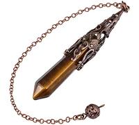 Nupuyai Vintage Tiger's Eye Crystal Point Dowsing Divination Pendulum
