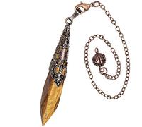 Nupuyai Vintage Tiger's Eye Crystal Point Dowsing Pendulum for Divination