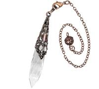 Nupuyai Vintage White Quartz Crystal Point Dowsing Pendulum for Divination