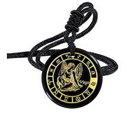 Nupuyai Virgo Star Sign Obsidian Crystal Pendant Necklace for Men