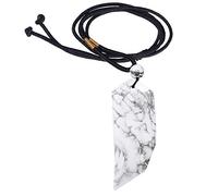 Nupuyai White Howlite Turquoise Wolf Tooth Amulet Crystal Point Necklace for Men Women, Energy Healing Stone Pendant with Adjustable Rope