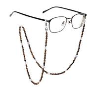 Nupuyai White Shell Star Tiger's Eye Crystal Beads Glass Chain for Women, Beaded Eyeglass Chains Cord Ladies Sunglass Reading Crystal Beaded Glass Chain