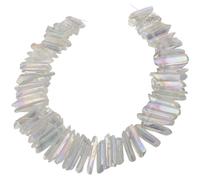 Nupuyai White Titanium Coated Irregular Rock Crystal Points for DIY Jewellery Making, Polished Sticks Aura Crystal Quartz Spike Stone Beads