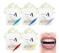 Nuqin Orthodontic Elastic Bands, 500pcs Dental Rubber Bands with 5 Pcs Placers, Elastic Bands for Braces Teeth Gap (Penguin 5/16")