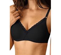 Nur Die Cotton Lace Bra Soft Non-Wired Soft Cup Bra with Seamless, Double-Layer Cups Invisible Under Clothing Women, Black, 38B