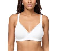 Nur Die Cotton Lace Bra Soft Non-Wired Soft Cup Bra with Seamless, Double-Layer Cups Invisible Under Clothing Women, White, 42C