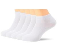 Nur Die Men's Pack of 5 Trainer Classic Socks Made of Breathable Cotton, White, 16-18