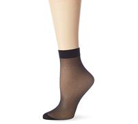Nur Die Pack of 2 20 Denier Transparent Nylon Fine Socks Matte Wide Comfort Waistband Women, black, One Size Plus