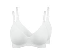 Nur Die Pack of 2 Cotton Bra Non-Wired Double Layer Soft Cup Bra Soft Comfortable Invisible Seamless Under Clothing Women, White, 40B