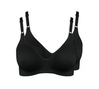 Nur Die Pack of 2 Cotton Bra Non-Wired Double Layer Soft Cup Bra Soft Comfortable Invisible Seamless Under Clothing Women, Black, 36B