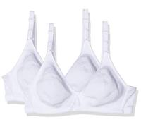 Nur Die Pack of 2 Cotton Bra Non-Wired Double Layer Soft Cup Bra Soft Comfortable Invisible Seamless Under Clothing Women, White, 38C