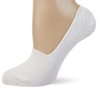 Nur Die Women's Pack of 2 Cotton, Invisible Short Socks, Non-Slip with Silicone on The Heel, White, 35-38
