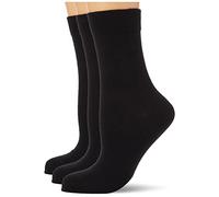 Nur Die Women's 487805/Damen Ohne Gummi Socken 3er Calf Socks, Black (schwarz 940), 6 - 9