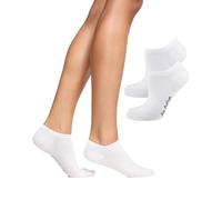 Nur Die Women's Bambus Sneaker Socke 2er Pack Damen Kaum Sichtbar Bambussocken Weich, White, 39-42