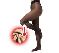 Nur Die Women's Warm & Transparent mit Innenfleece 80 DEN Thermostrumpfhose gefütterte Fein-Strumpfhose durchscheinend Tights, Schwarz, L