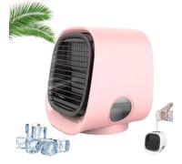 Nurabreeze Fan, Nurabreeze Portable Air Cooler, Air Conditioner, Cordless Fans Rechargeable with Tank & LED Nightlight, 3 Speeds, Instant Cooling, For Bedroom, Office and Camping (Pink)