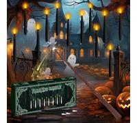 NURADA Floating Candles with Wand Remote Timer - Magic LED Hanging Flameless Taper Candles Flickering Battery Operated for Halloween Birthday Theme Party Holiday Home Window Decor - Black 12 Pack