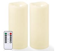 NURADA Large Outdoor Flameless Candles 10" x 4" - Waterproof LED Pillar Flickering Candle Battery Operated with Timer Remote Control for Patio Porch Lanterns Decor - Long Lasting Set of 2