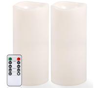 NURADA Large Outdoor Flameless Candles 12" x 5" - Waterproof LED Pillar Flickering Candle Battery Operated with Timer Remote Control for Patio Porch Lanterns Decor - Long Lasting Set of 2