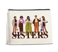 Nurawo African American Women Makeup Bag Cosmetic Bags for Women Friends Inspirational Gifts for Sisters Makeup Pouch With Zipper Travel Toiletry Organizer Bag