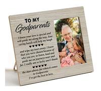 Nurawo Godparents Appreciation Gift Wood Picture Frame Rustic to My Godparents Wooden Photo Frame for Tabletop or Wall Display (for 4x6 Photo), Thank You Gift for Mom Dad