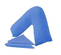 NURBAY V shaped pillowcase cover -100% Polycotton Back & Neck Support Orthopaedic Pregnancy |Nursing V Pillowcase covers only-Envelope Closure (Mid Blue)