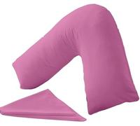 NURBAY V Shaped Pillowcase cover 100% Polycotton V pillowcase cover - Neck & Back Support Orthopaedic Pregnancy Nursing V shape Pillowcase cover only | Envelope Closure (Fuchsia)