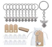 NURCIX 30pcs Angel Keyring Set, 30Pcs Guardian Angel Keychains with 30Pcs Tags and 30Pcs Yarn Bags, Wedding Birthday Party Baby Christening Favours for Guests Friends Teacher Nurse