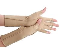 NURCOM Arthritis Compression Gloves for Women Men Rheumatoid Pain Relief Joint Support Open Finger Design, beige, Small Fits Most 6.5’’ - 7.5’’