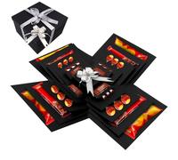 Nureeca 5 Layer Explosion Box Kit, DIY Surprise Gift Box for Scrapbooking, Birthday, Anniversary & Valentine's Day with Tape & Ribbon, Black Photo Memory Album (Black)