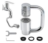 Nureeca Faucet Extender 1080° Rotating with 2 Modes Tap Adapter Multifunctional Swivel Tap Attachment for No Splash Washing in Kitchen Sink and Bathroom Basin Easy to Install Silver