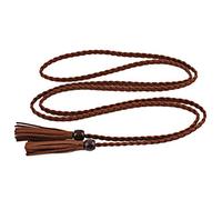 NUREINSS Women's Belts with Tassel Braided Thin Waist Belt Waistband for Dress Coffee