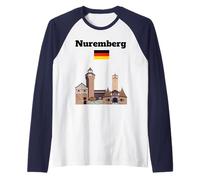 Nuremberg Travel Souvenir Germany Trip German Flag Raglan Baseball Tee