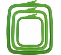 Nurge Square Embroidery Hoop - Plastic Cross Stitch Frame for Needlepoint & Embroidery - Adjustable Craft Hoop - Green - Set of 3