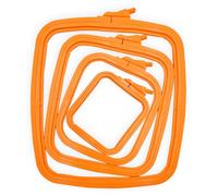 Nurge Square Embroidery Hoop - Plastic Cross Stitch Frame for Needlepoint & Embroidery - Adjustable Craft Hoop - Orange - Set of 4